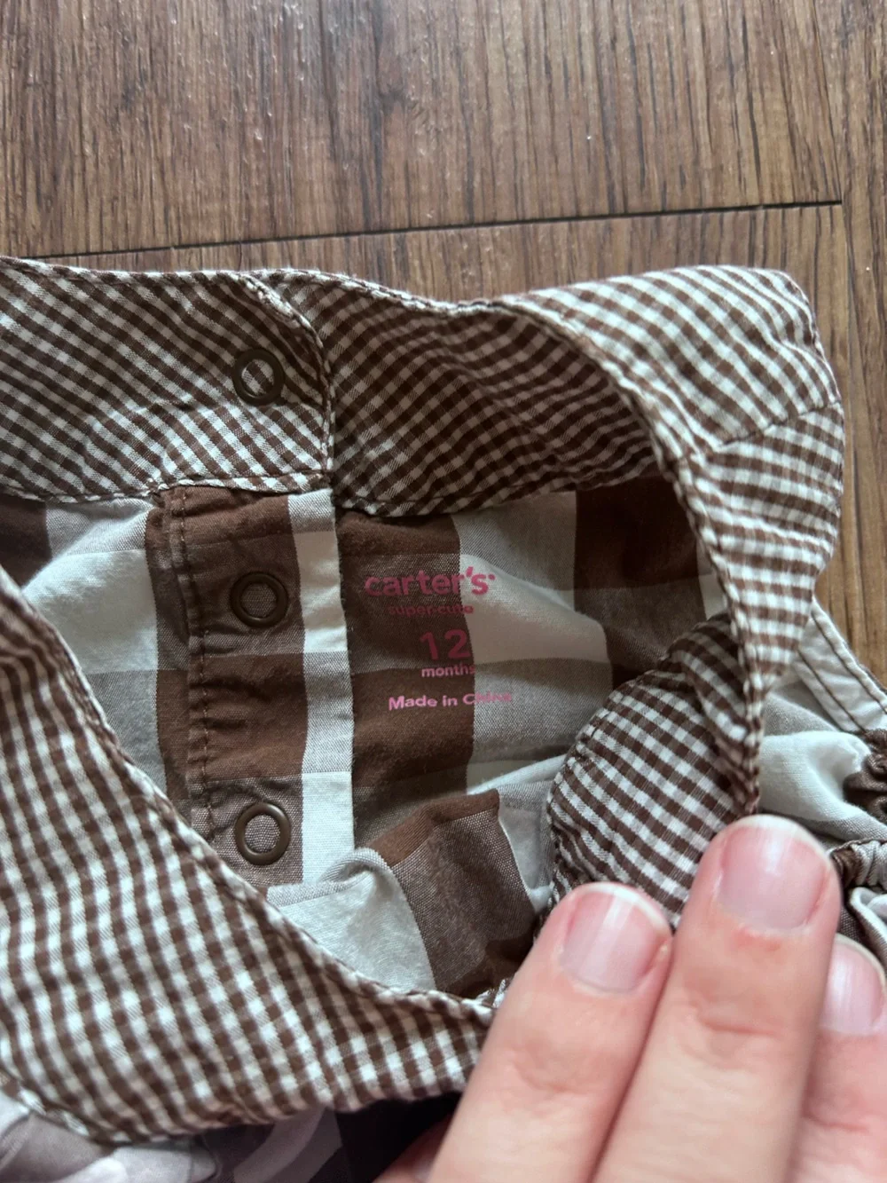 Carter's Brown and Cream Gingham Baby Dress